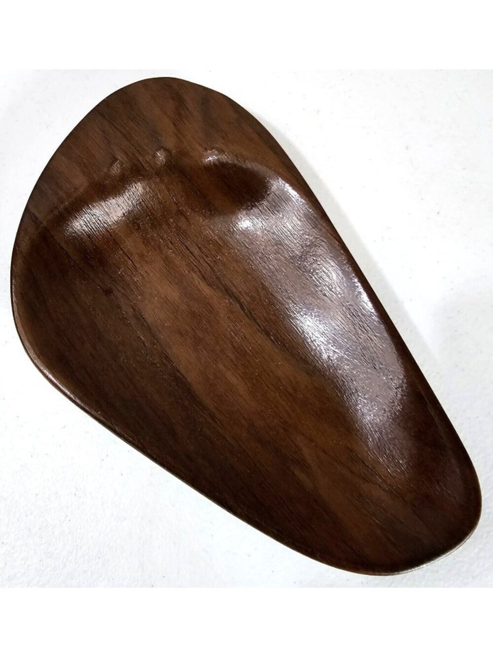 Wooden Trinket Ashtray Boomerang Atomic Mid-Century Modern Weavewood Vtg 10"x6"